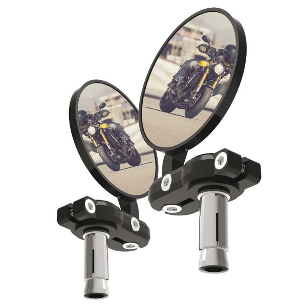 set oglinzi cap ghidon aluminiu, negre, pentru ghidon 22mm